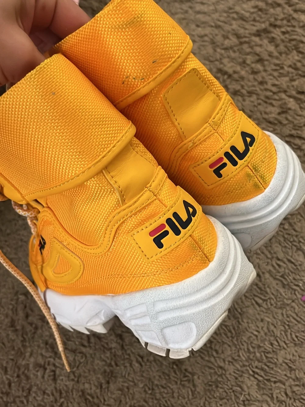 FILA Men's Yellow High-Top Boat Shoes with White Sole